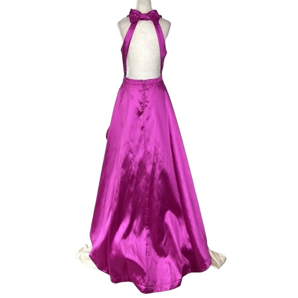 B. Darlin | Magenta Hi-Low Halter Formal Dress - Picture 7 of 15